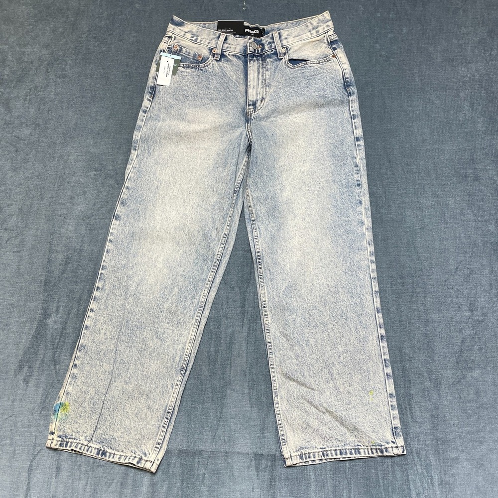 RSQ Baggy Jeans Womens 29x30 Blue Denim Light Wash High Rise Casual Wear Outdoor